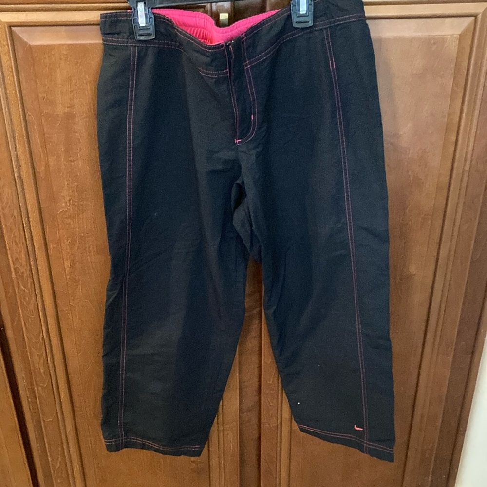 Nike Black Capris with Pink Stitching